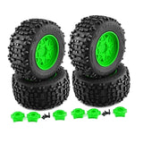 Maxbell 4 Pieces RC Wheels and Tires RC Part for 1/8 RC Rally Car Crawler Accessories Style A Green