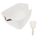 Maxbell Open Top Pet Litter Tray Portable Kitten Toilet Cat Sandbox Cat Litter Basin White