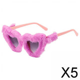 Maxbell 5xSoft Plush Sunglasses Sun Glasses Eyewear for Masquerade Travel Photo Props Pink Purple