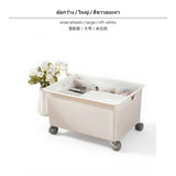 Maxbell Under Bed Storage Box with casters, 15.6L Large Capacity Drawer Organizer, Plastic Stackable Bin, ivory, for Bedroom, ivoryice, Desk, Closet Wide Wheels Large