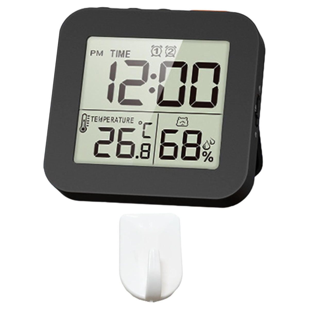 Maxbell Digital Alarm Clock Digital Bathroom Clock for Bedroom Dormitory Living Room 1 Hook Black