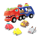 Maxbell Toy Trucks Dinosaur Playset Dinosaur Figure Toys for Children Kids Preschool T rex with 8 car