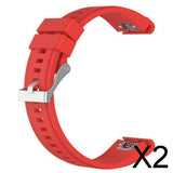 Maxbell 2xSilicone Wrist Band Replacement Strap for Garmin Fenix 5x Smart Watch Red