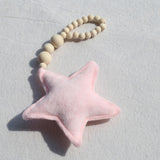 Maxbell 2x Wooden Tassel Pendant Bed Net Curtain Tieback Hanging Ornament  Pink Star