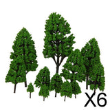 Maxbell 6x12pcs Poplar Trees Model Light Green Leaves 2.5-16cm 1:500-1:50