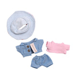 Doll Denim Suit DIY Doll Clothes for 17cm Pendant Doll Dress Up Fashionable Doll with stripes hat