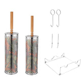Maxbell 2x Rolling Grilling Baskets Portable BBQ Net for Picnic Outdoor Camping