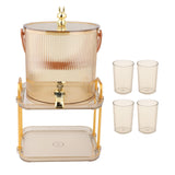 Maxbell Drink Dispenser Large Capacity Clear with Stand with Cups Beverage Dispenser Gold 5L