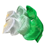 Maxbell Silk Belly Dance Fan Bamboo Long Fans Veils for Costume Accessories Carnival white to green