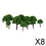 Maxbell 8x50pcs 3cm Scenery Landscape Train Model Trees Light Green Scale 1/500