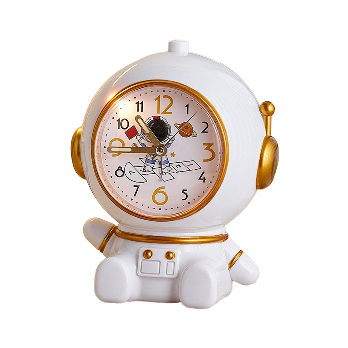 Maxbell Maxbell Table Clock Astronaut Statue Outer Space for Home Decoration Bedroom Aureate