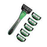 Maxbell 7 Layer Blade Razor Comfort Portable Men Shaver for Father Boys Gift for Men Green