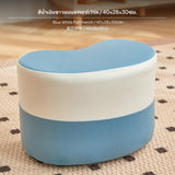 Maxbell Creative Small Stool, Modern Minimalist Multi-Functional Ottoman, Portable Upholstered Bench with PU Leather & Fabric, Heart/Rectangular, for Living Room, Entryway Shoe Changing, Coffee Table Blue White