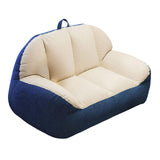 Maxbell Leisure Lazy Sofa Soft Floor Loveseat for Apartment Living Room Playing Room white blue