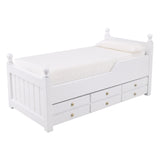 Maxbell Dollhouse Miniature Drawer Bed Furniture Model Two Layers Wood for Bedroom