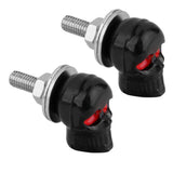 Maxbell 4pc Black & Silver 3D Skull Motorcycle License Plate Frame Bolts Fastener Screws