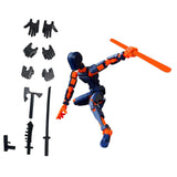 3D Printed Multi Jointed Movable Male Action Figure for Collection Role Play orange and blue