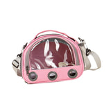 Maxbell Hamster Carrier Bag Squirrel Large Transparent Window Guinea Pig Carrier Bag S Pink