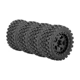Maxbell 4Pcs RC Car Rubber Tires Good Grip 69mm Diameter Upgrade for 1:18 Car Trucks Black