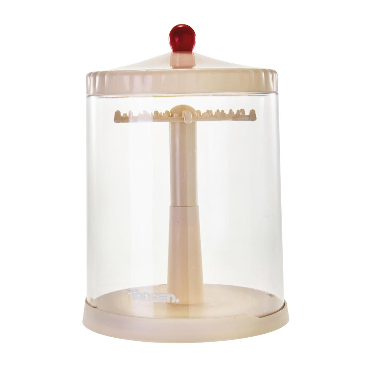 Maxbell Clear Dolls Display Case Elegant Rotating for Mini Action Figures Small Toys white