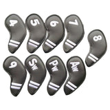 Maxbell Maxbell 9Pcs Golf Iron Head Covers Headcovers 4 5 6 7 8 9 P A S Club Protector Black