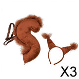 Maxbell 3xAnimal Tail Costume Kit Cosplay Hairband for Carnival Halloween Masquerade