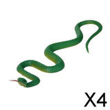 Maxbell 4xRubber Snake Pretend Trick Toy Garden Props-Green