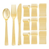 Maxbell Gold Plastic Silverware Heavy Duty Dinnerware Utensils Set for Wedding Party