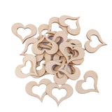 Maxbell 3mm Wooden Blank Hollow Heart Embellishments DIY Crafts 50mm 25pcs