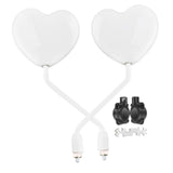 Maxbell Motorcycle Heart Shaped Rearview Mirror Professional Wide View Universal Fit White