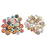 Maxbell 200Pcs 2 Holes Painted Flower Sewing Wooden Button for Clothes Accessories