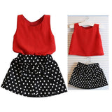 Maxbell Toddler Girls Summer Outfits Clothes T-shirt Tops Polka Dots Skirt Set 130