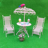 Maxbell 1/12 Dollhouse Miniature Table Chairs Set Outdoor Garden Scene Model White - Aladdin Shoppers