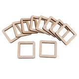 Maxbell 140 Pieces Unfinished Wood Hollow Square Wooden Pieces for Craft 10/20/40mm
