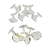 Maxbell 6Pcs Mens Square Round Blank Setting Base Pad CuffLink DIY Cabochon Cufflink