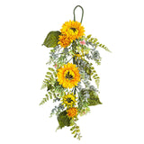 Maxbell Front Door Teardrop Wreath Spring Teardrop Swag Wreath for Window Bedroom