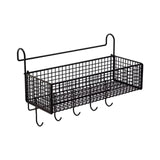 Maxbell Bedside Hanging Storage Basket Rustproof Beside Shelf for Bedroom Home Black with Hooks