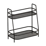 Maxbell 2 Tier Spice Storage Rack Mesh Design Office Rustproof Kitchen Counter Shelf Black