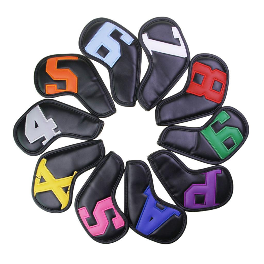 Maxbell Maxbell 10Pcs Golf Iron Club Head Covers Waterproof Headcovers Black Colorful