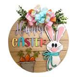 Maxbell Happy Easter Wooden Hanging Sign Easter Door Hanger for Porch Farmhouse Home