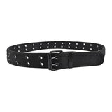 Maxbell Double Grommets Belt Aesthetic Casual Pin Buckle Belt Punk Belts Canvas Belt 110cm Black