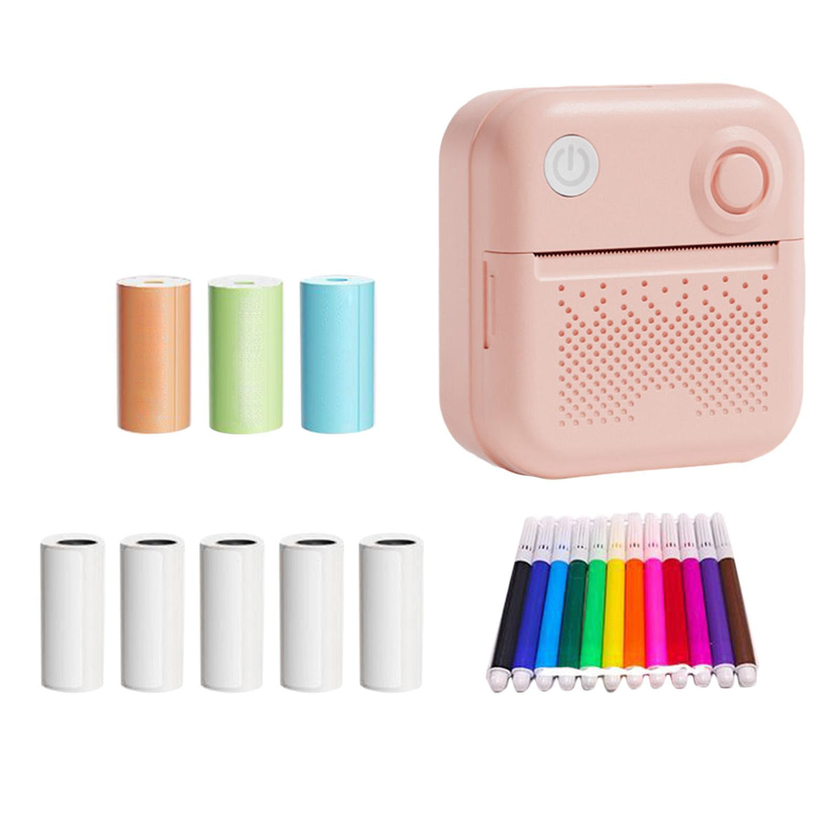 Maxbell Mini Thermal Label Printer Inkless Label Makers for Products Organizing Home pink