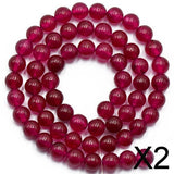 Maxbell 2x6mm Burgundy Red Jade Round Gemstone Loose Beads Strand 15''