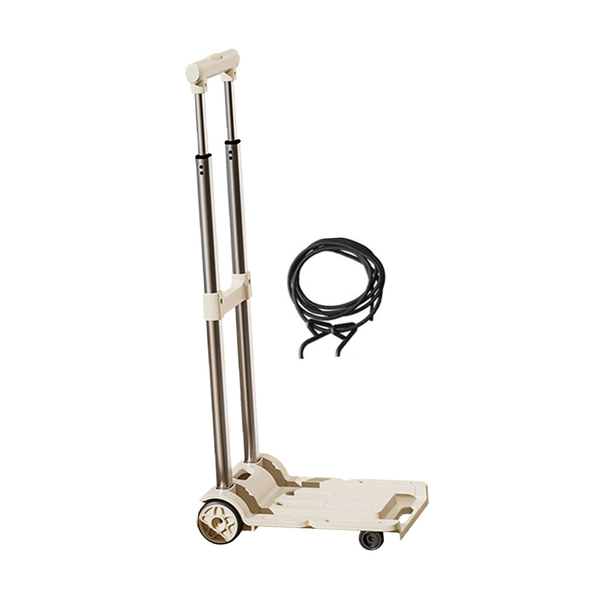 Maxbell Folding Hand Truck with Four Wheels Adjustable Handle for Office Lightweight Size S Cream
