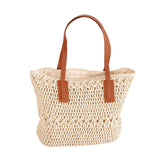 Maxbell 2xCasual Straw Woven Handbag Top Handle Wallet Summer Beach Purse beige