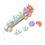 Montessori Toy Developing Toy Family Board Game Practical Wooden Trailer Toy Four Pillar Car