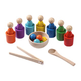 Maxbell Rainbow Colored Sorting Balls Cup Rainbow Color Matching Toys for Children