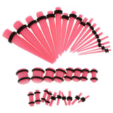 Maxbell 36pcs Ear Gauges Stretching Kit Acrylic Plug 14G-00G Expander Pink