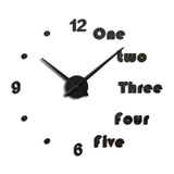 Modern DIY Clocks Wall Stickers Frameless 3D Wall Clock for Bedroom Kitchen Black