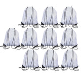 Maxbell 10x Drawstring Backpacks Polyester Gym Bags for DIY Craft Traveling Swimming White